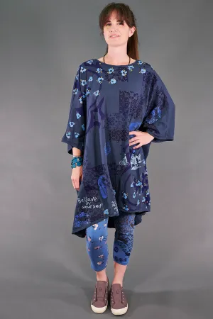 1255 Art Tunic Vintage Indigo-Victorian Garden