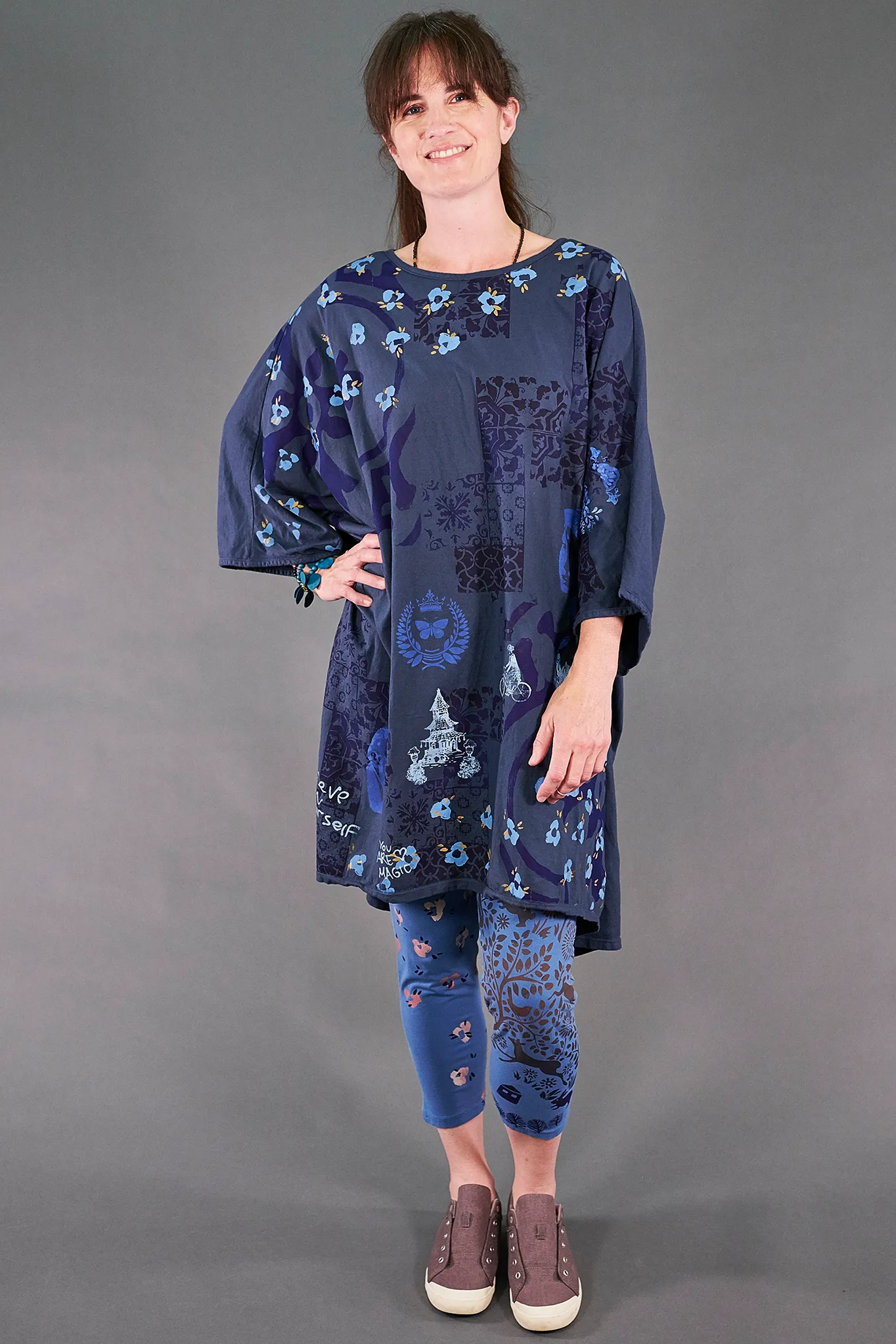 1255 Art Tunic Vintage Indigo-Victorian Garden