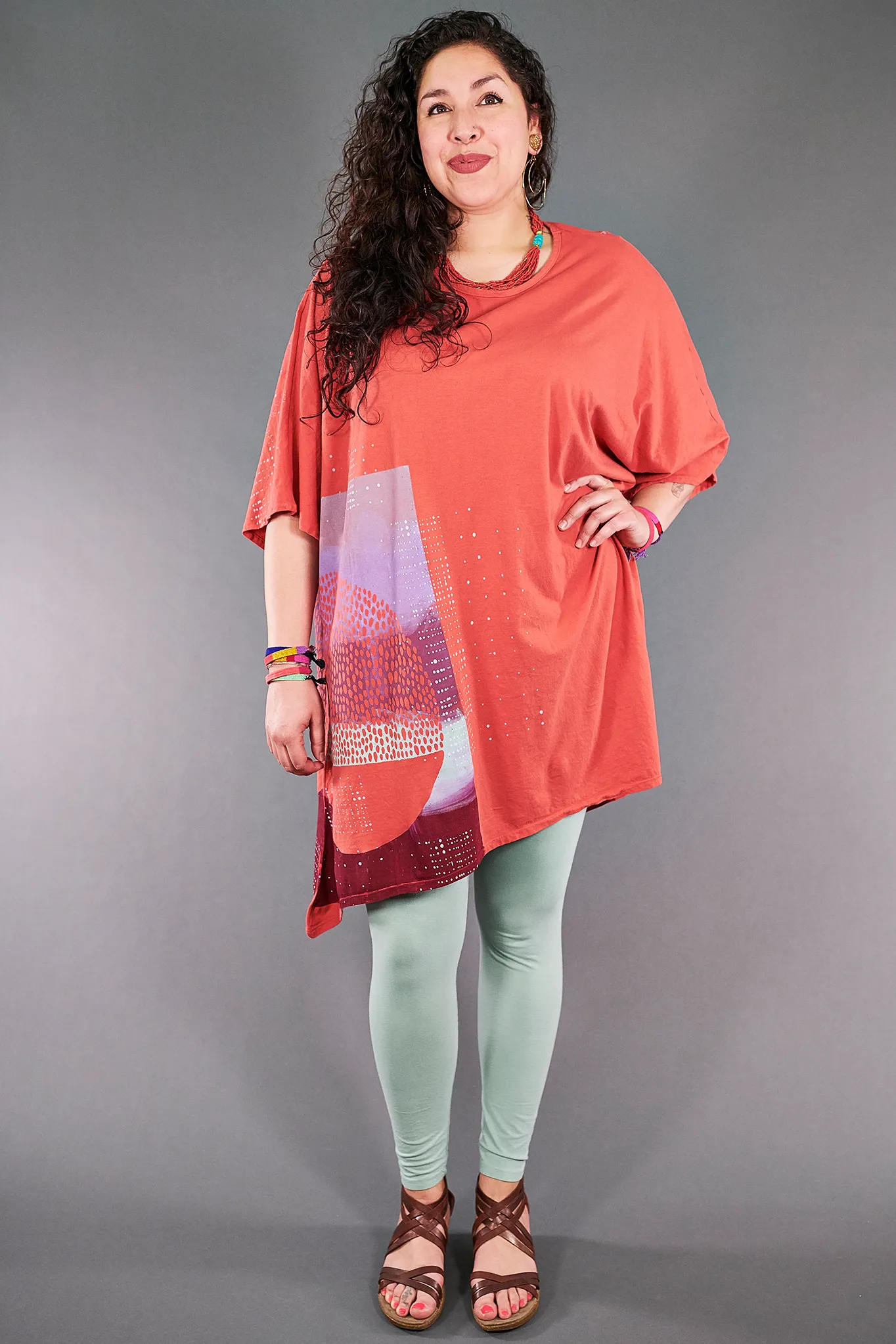 1255 Oversize Tunic Tee Corallium-P