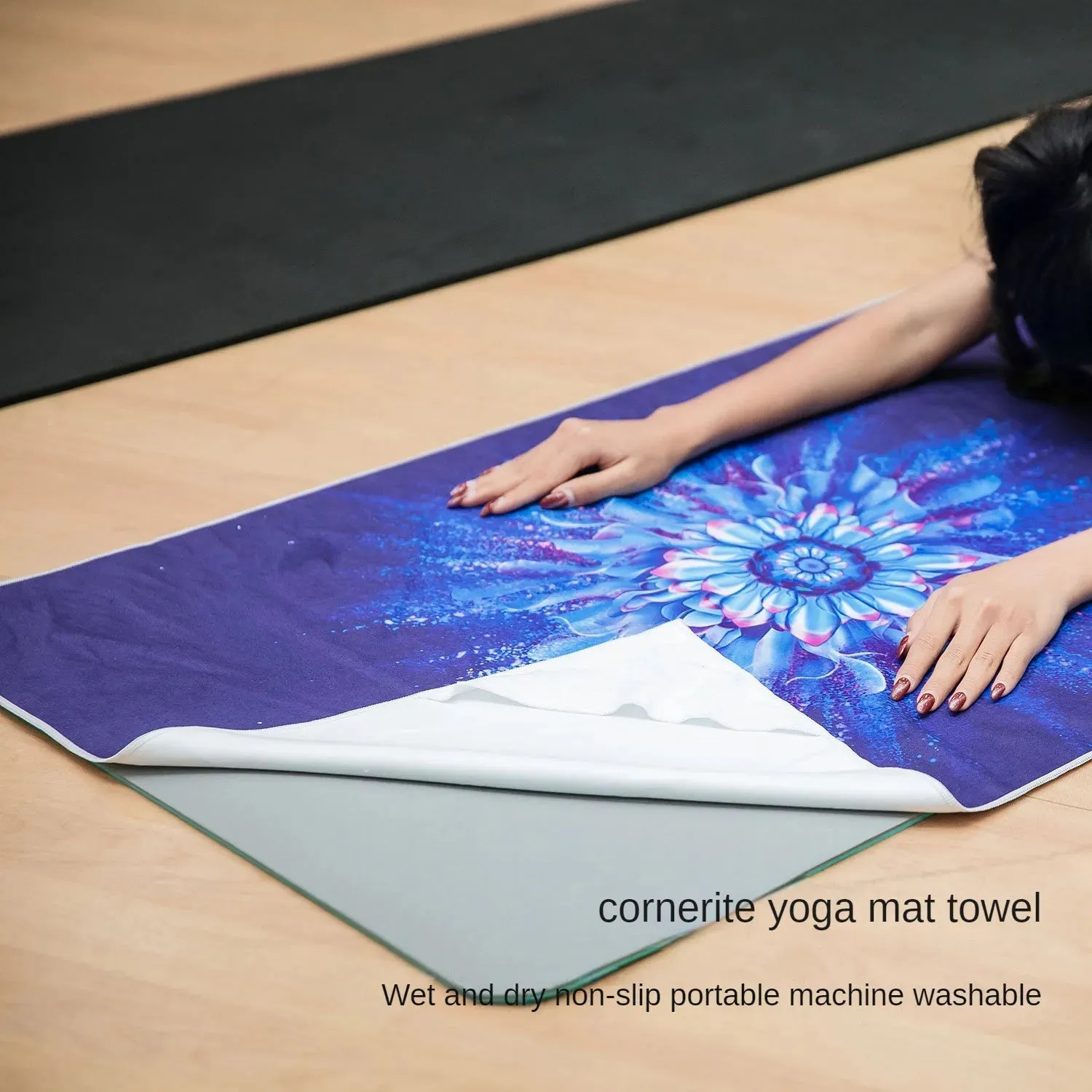 185*65Cm Yoga Towel with Anchor Fit Corners Non Slip Yoga Towel 100% Microfiber Super Soft Sweat Absorbent Yoga Blankets