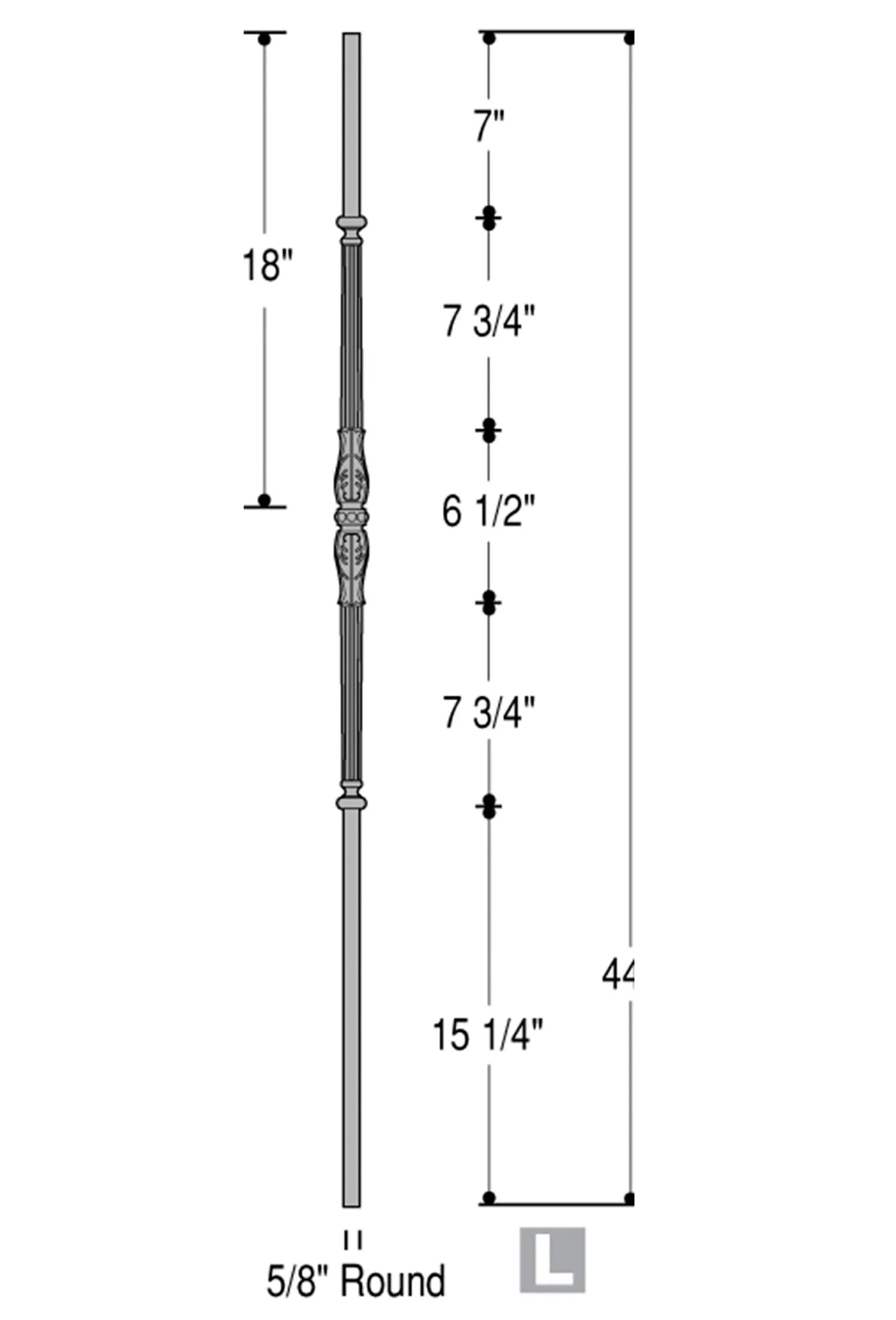 2598 Series M650 Acanthus Knuckle Venetian Iron Baluster