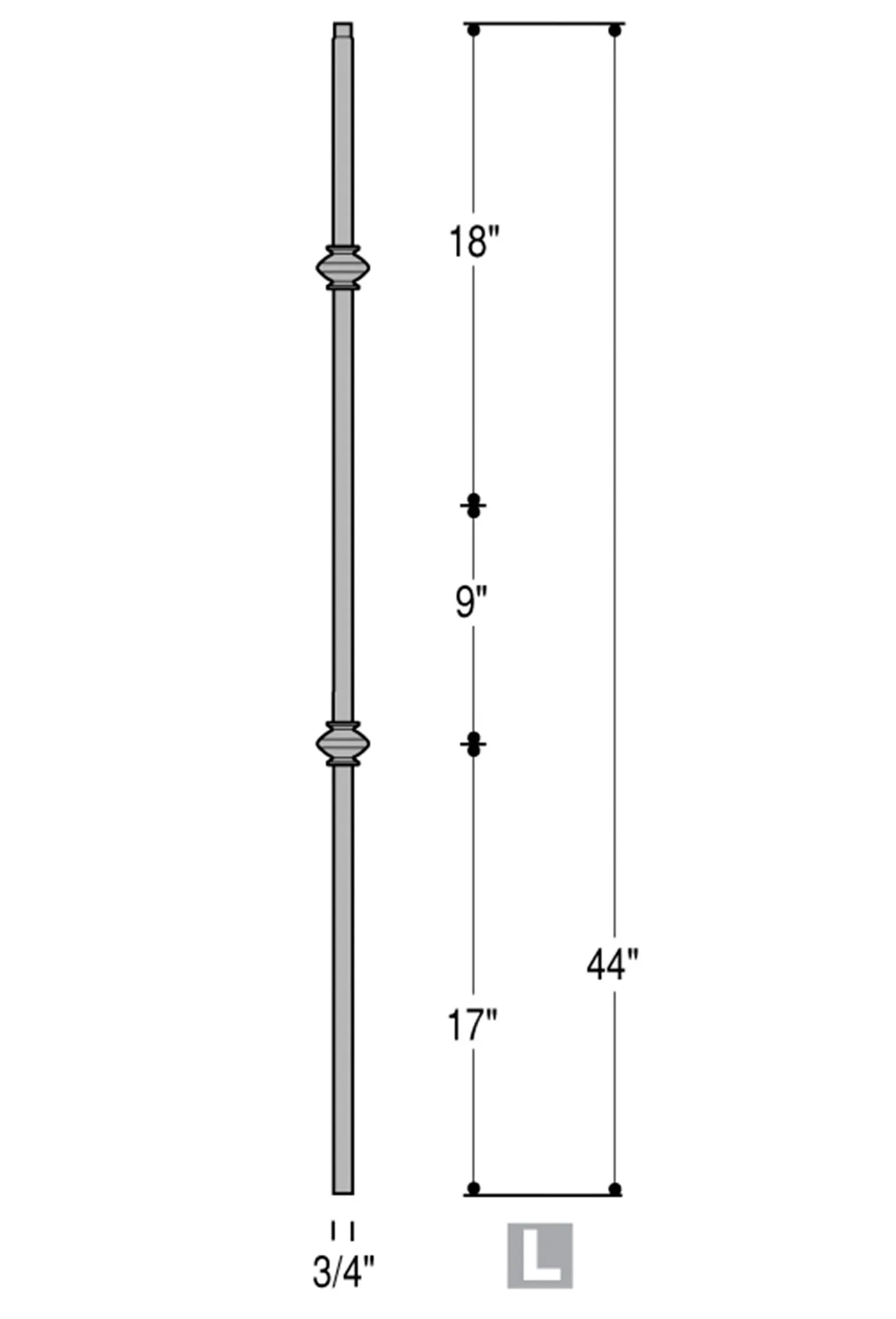 2857 Series MEGA-2KNUC Double Knuckle Mega Iron Baluster