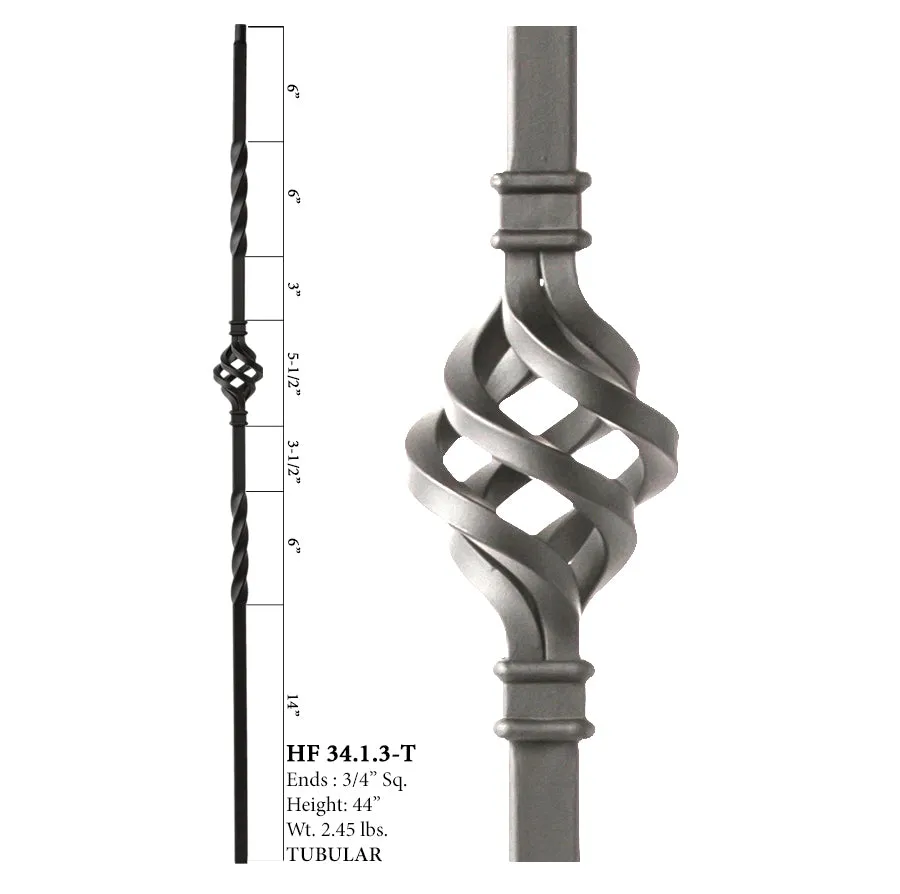 34.1.3-T Mega Series Single Basket Hollow Iron Baluster