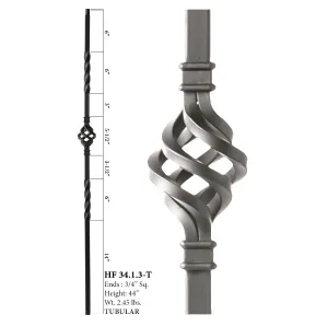 34.1.3-T Mega Series Single Basket Hollow Iron Baluster
