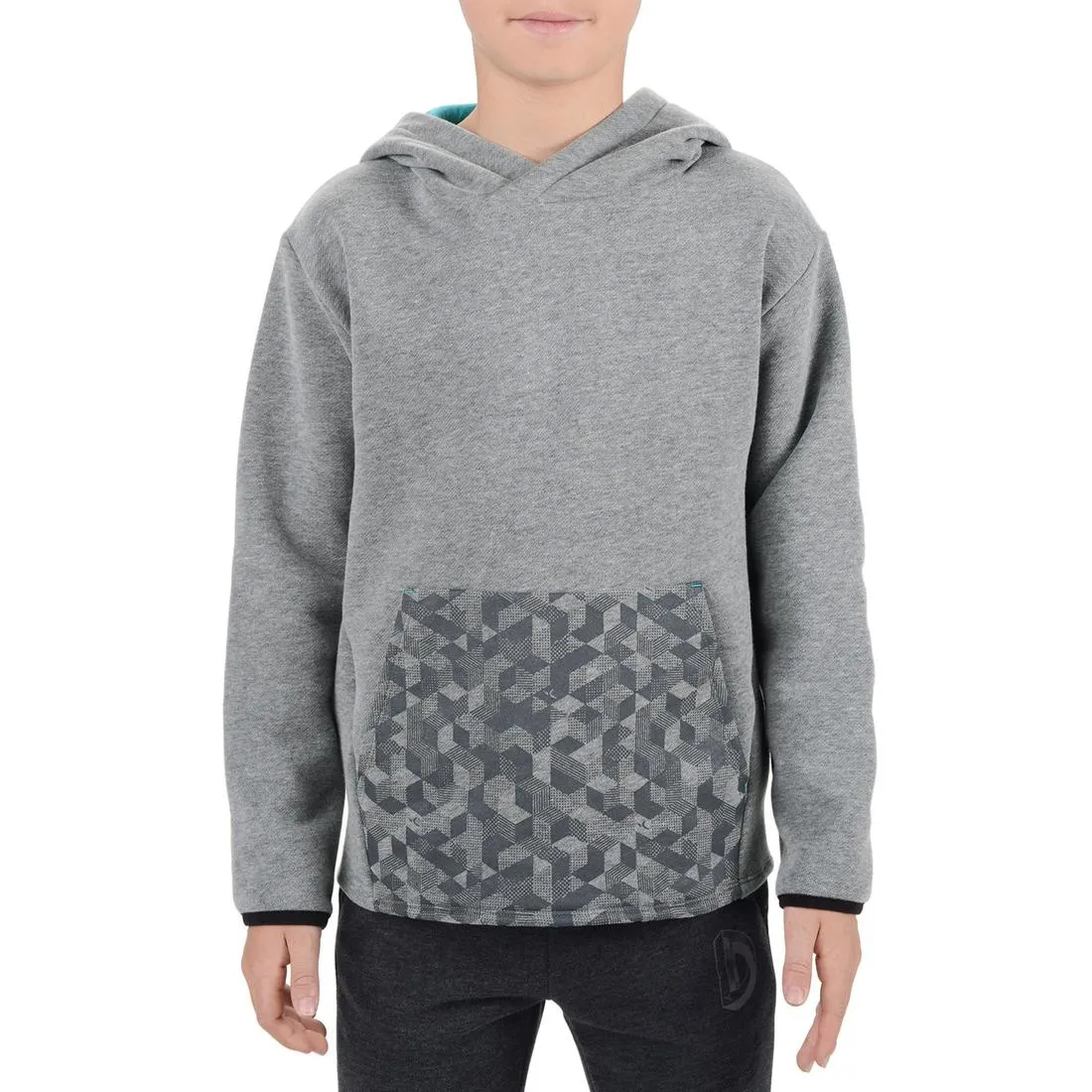 500 Boys' Gym Hoodie - Grey Print