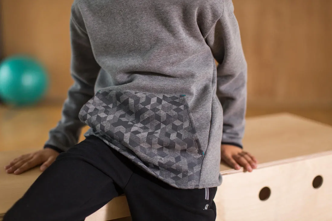 500 Boys' Gym Hoodie - Grey Print