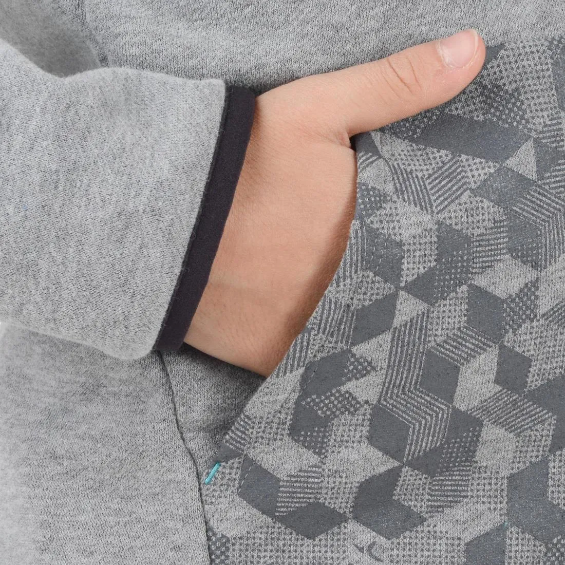 500 Boys' Gym Hoodie - Grey Print