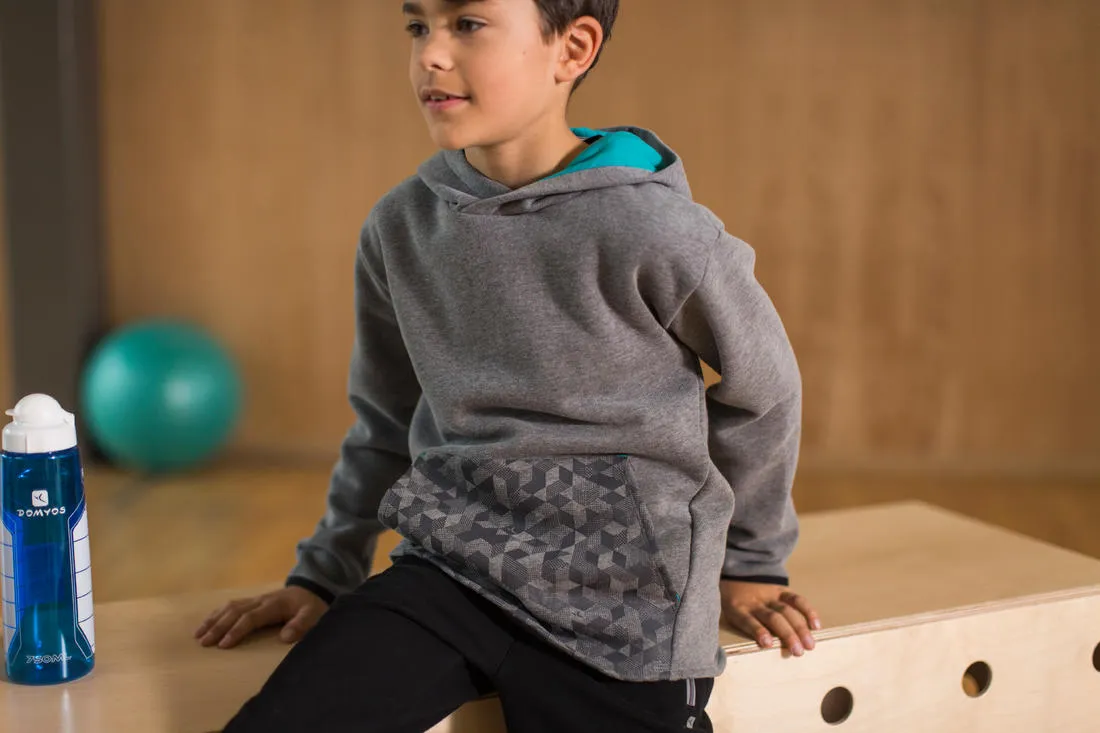 500 Boys' Gym Hoodie - Grey Print