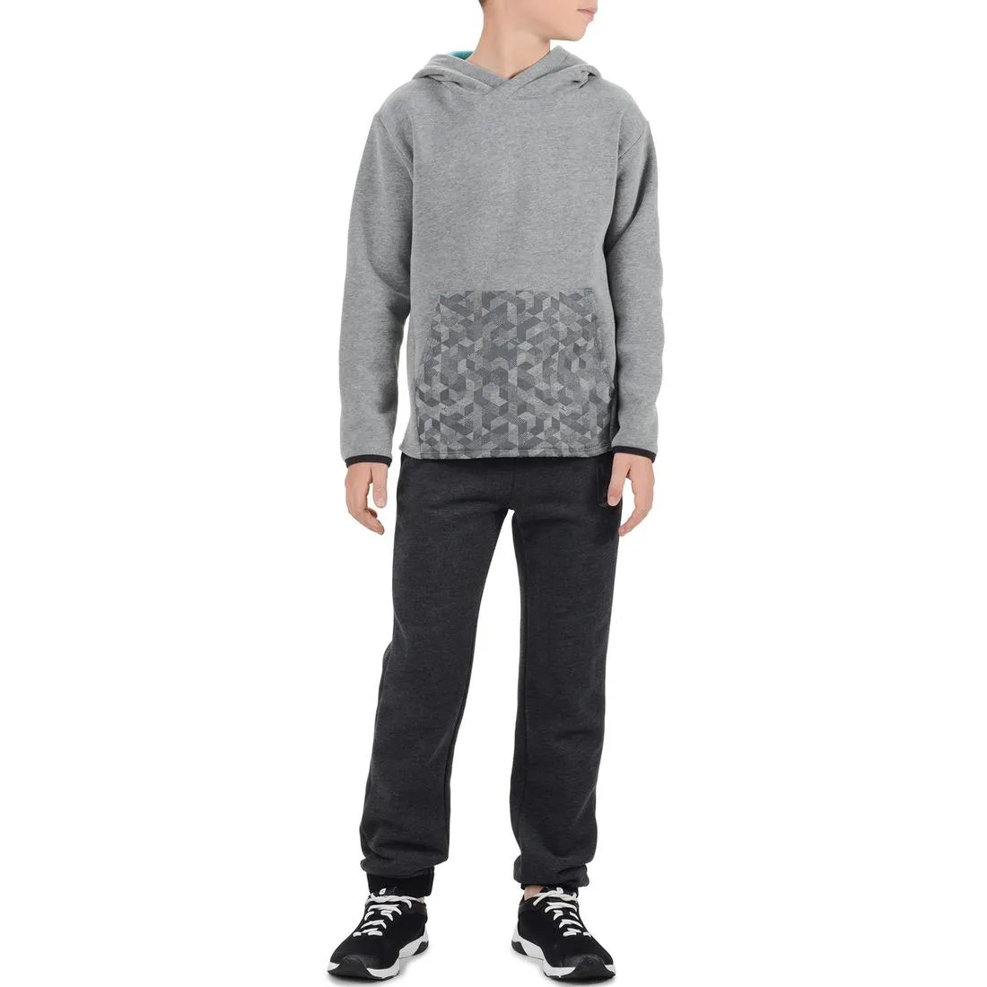 500 Boys' Gym Hoodie - Grey Print