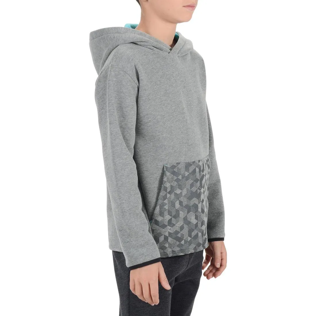 500 Boys' Gym Hoodie - Grey Print