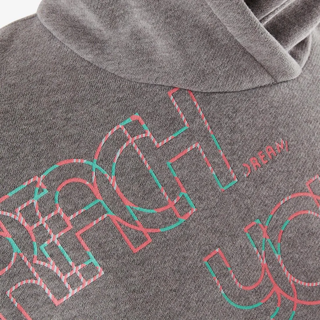 500 Girls' Brushed Jersey Gym Sweatshirt - Grey Print