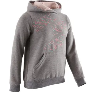 500 Girls' Brushed Jersey Gym Sweatshirt - Grey Print