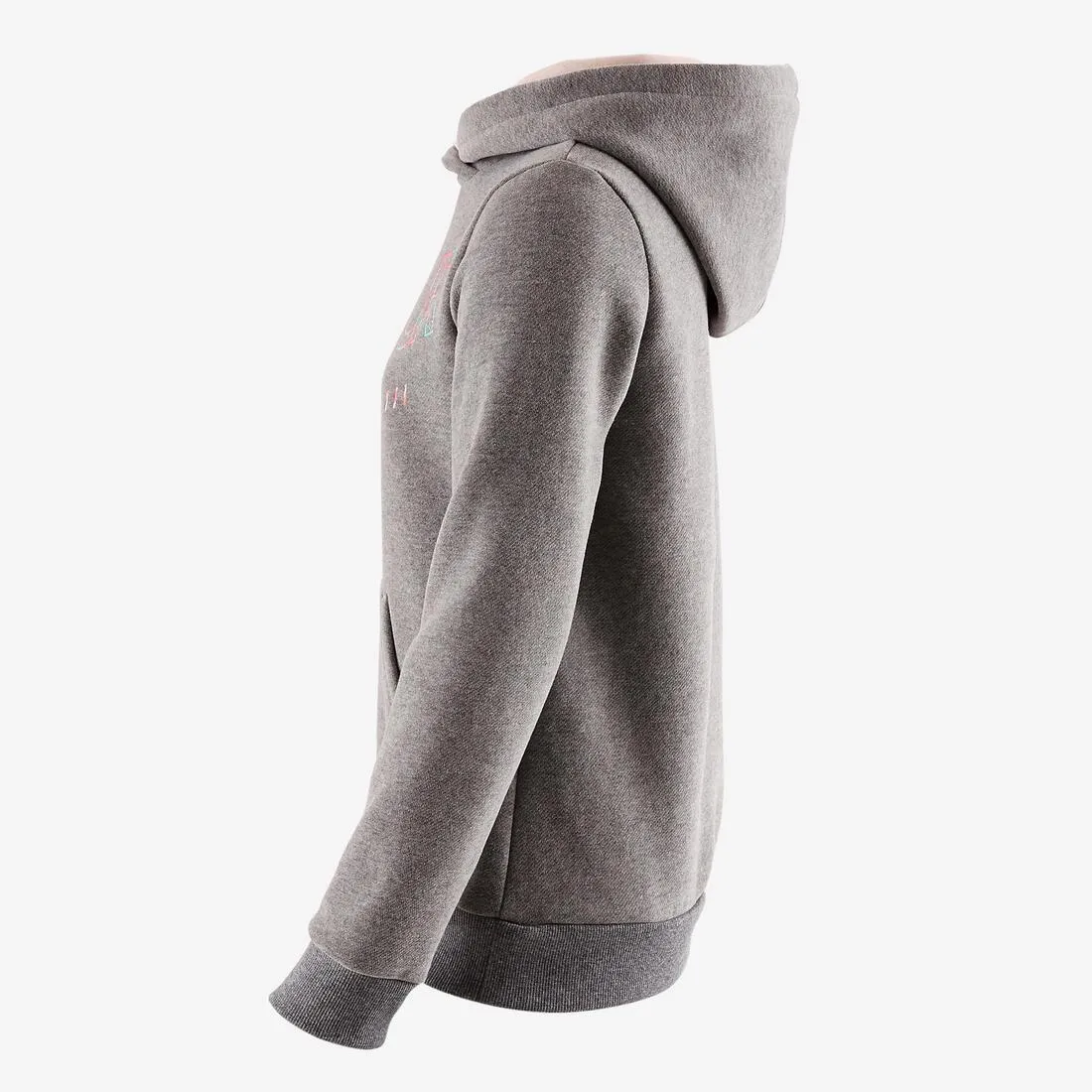 500 Girls' Brushed Jersey Gym Sweatshirt - Grey Print