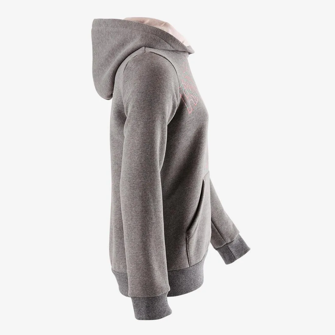 500 Girls' Brushed Jersey Gym Sweatshirt - Grey Print