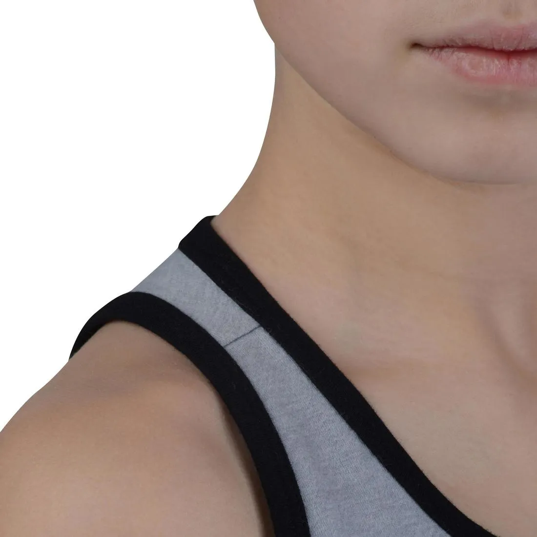 500 Girls' Gym Crop Top - Grey/Black