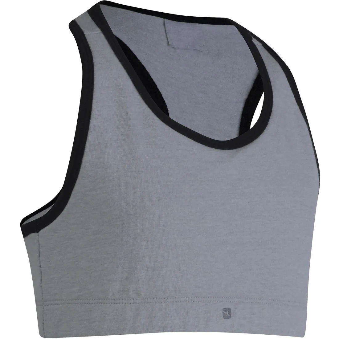 500 Girls' Gym Crop Top - Grey/Black