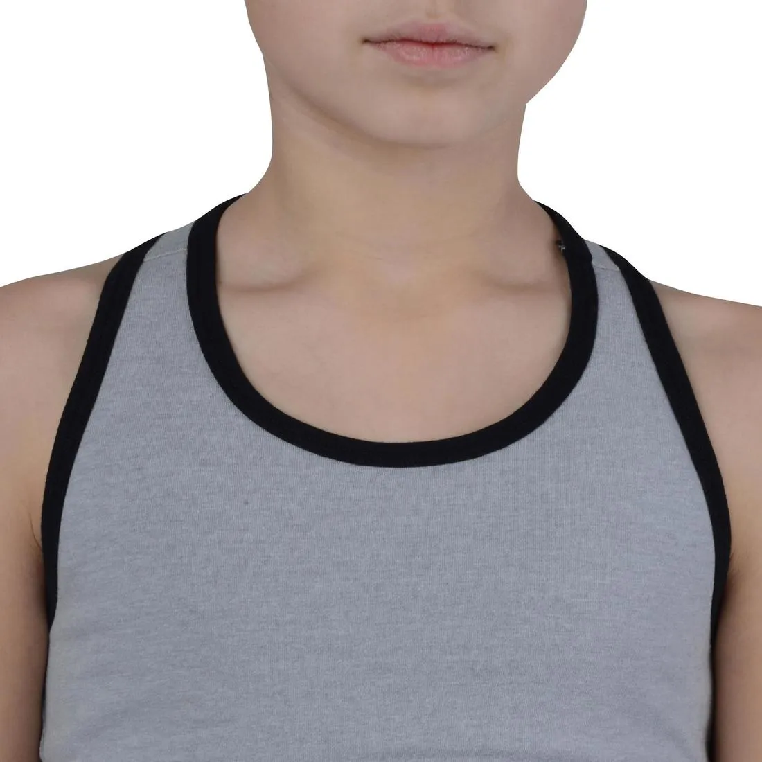 500 Girls' Gym Crop Top - Grey/Black