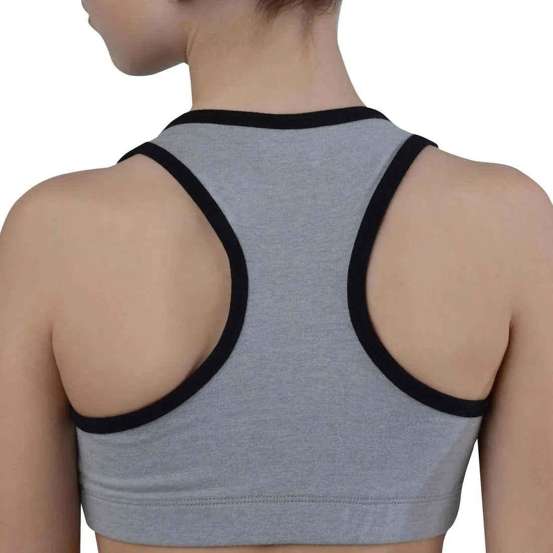 500 Girls' Gym Crop Top - Grey/Black