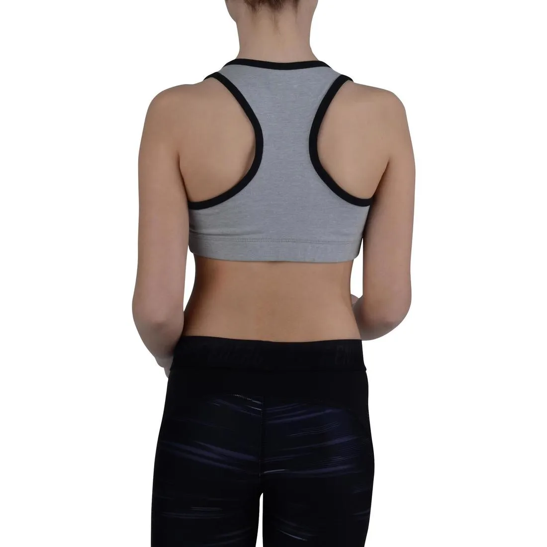 500 Girls' Gym Crop Top - Grey/Black