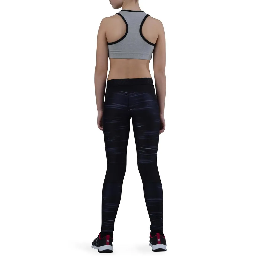 500 Girls' Gym Crop Top - Grey/Black