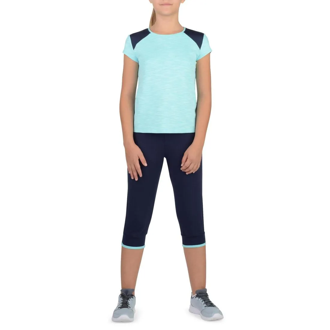500 Girls' Gym Cropped Bottoms - Blue