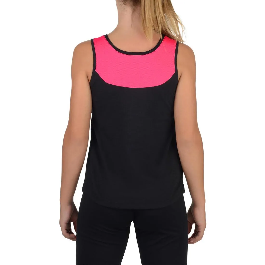 500 Girls' Gym Tank Top - Black Pink