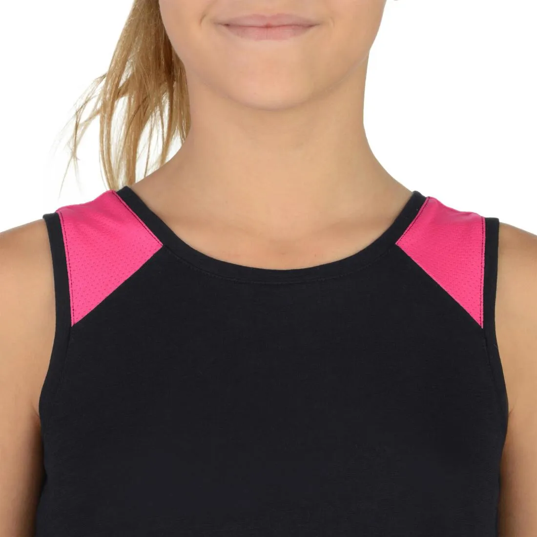 500 Girls' Gym Tank Top - Black Pink