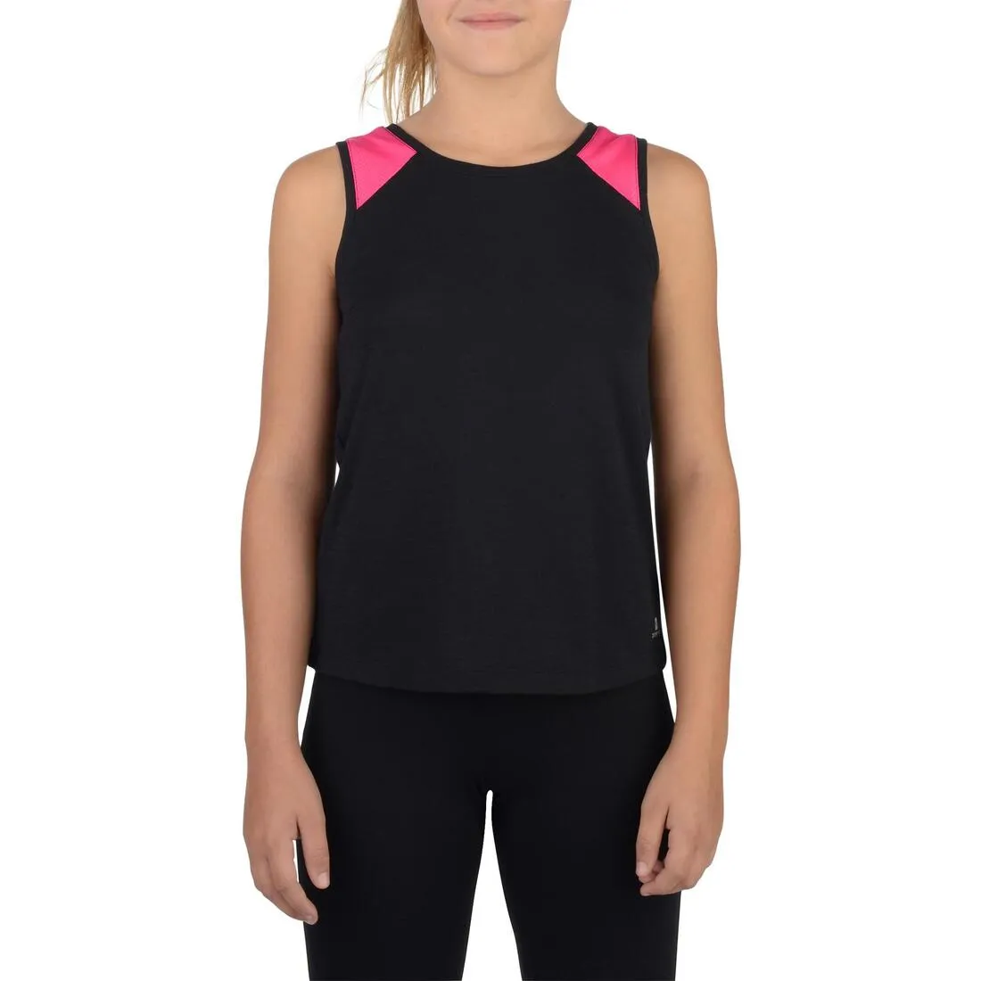 500 Girls' Gym Tank Top - Black Pink