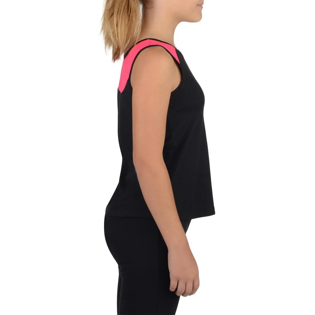 500 Girls' Gym Tank Top - Black Pink