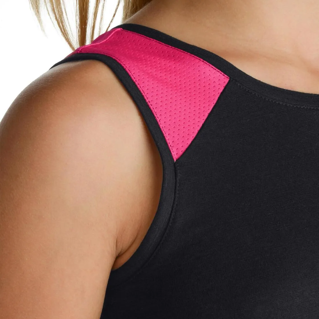 500 Girls' Gym Tank Top - Black Pink