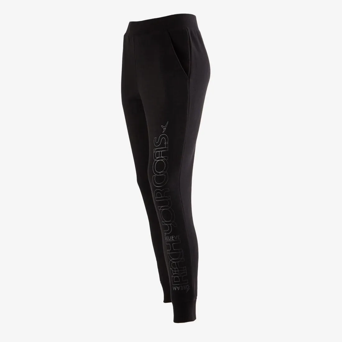 500 Girls' Jersey Gym Bottoms - Light Grey Print