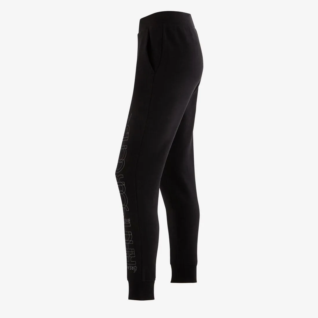 500 Girls' Jersey Gym Bottoms - Light Grey Print