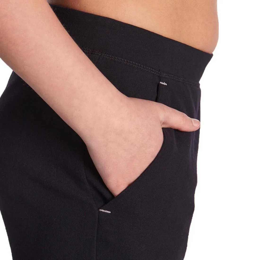 520 Girls' Warm Slim-Fit Gym Bottoms With Pockets - Dark Grey