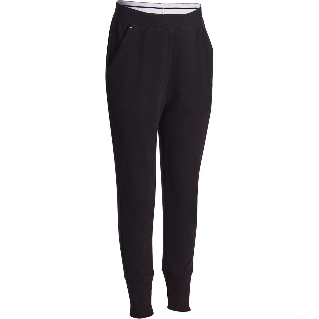 520 Girls' Warm Slim-Fit Gym Bottoms With Pockets - Dark Grey
