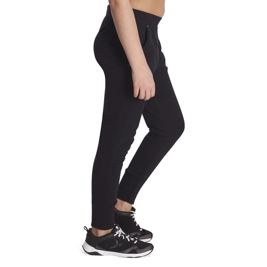 520 Girls' Warm Slim-Fit Gym Bottoms With Pockets - Dark Grey