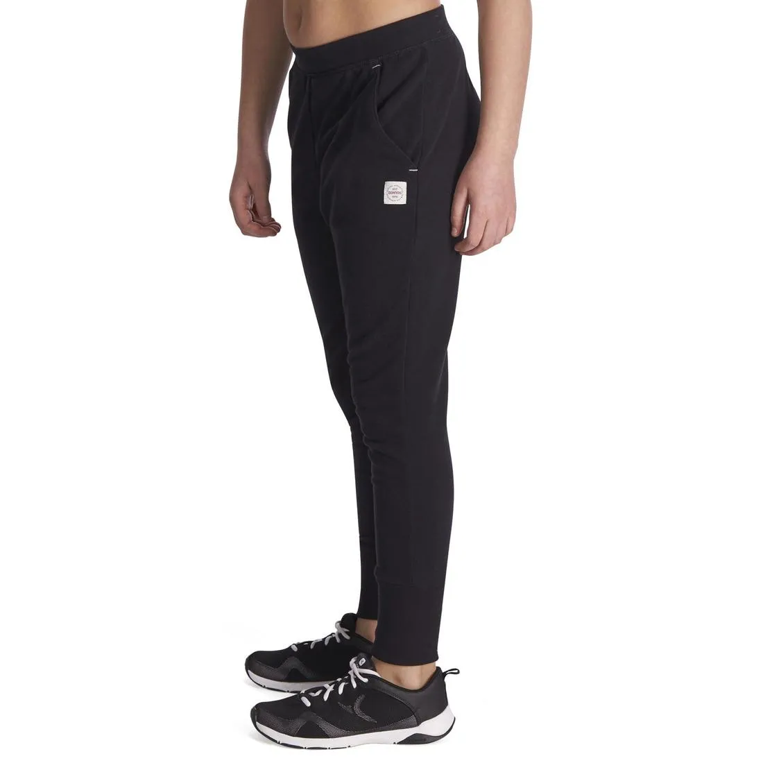 520 Girls' Warm Slim-Fit Gym Bottoms With Pockets - Dark Grey