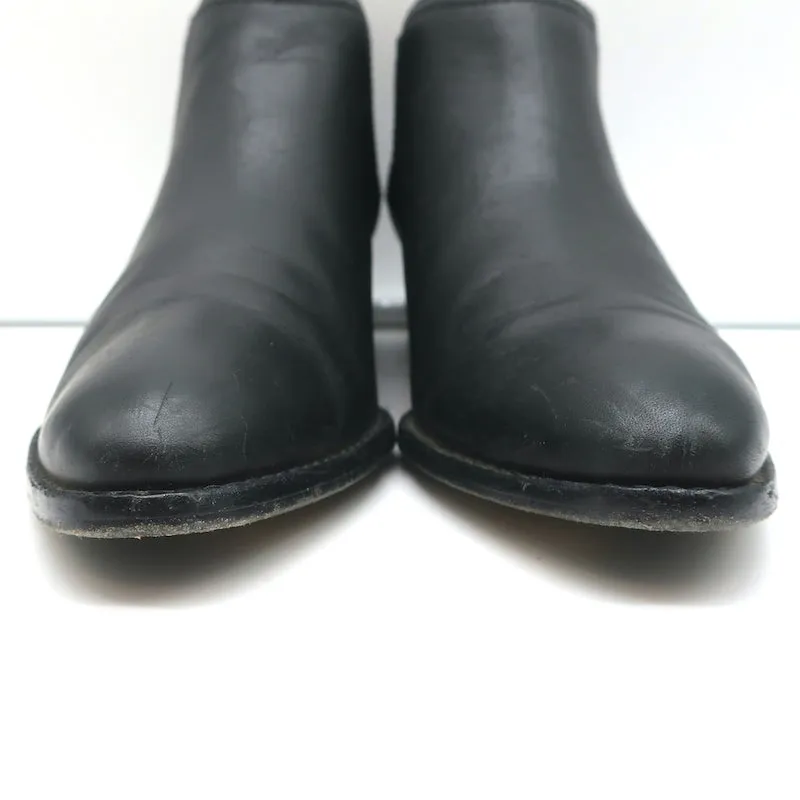Alexander Wang Kori Ankle Boots Black Leather Size 37.5 Cutout Heel Booties
