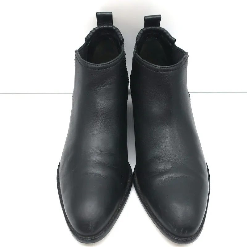Alexander Wang Kori Ankle Boots Black Leather Size 37.5 Cutout Heel Booties