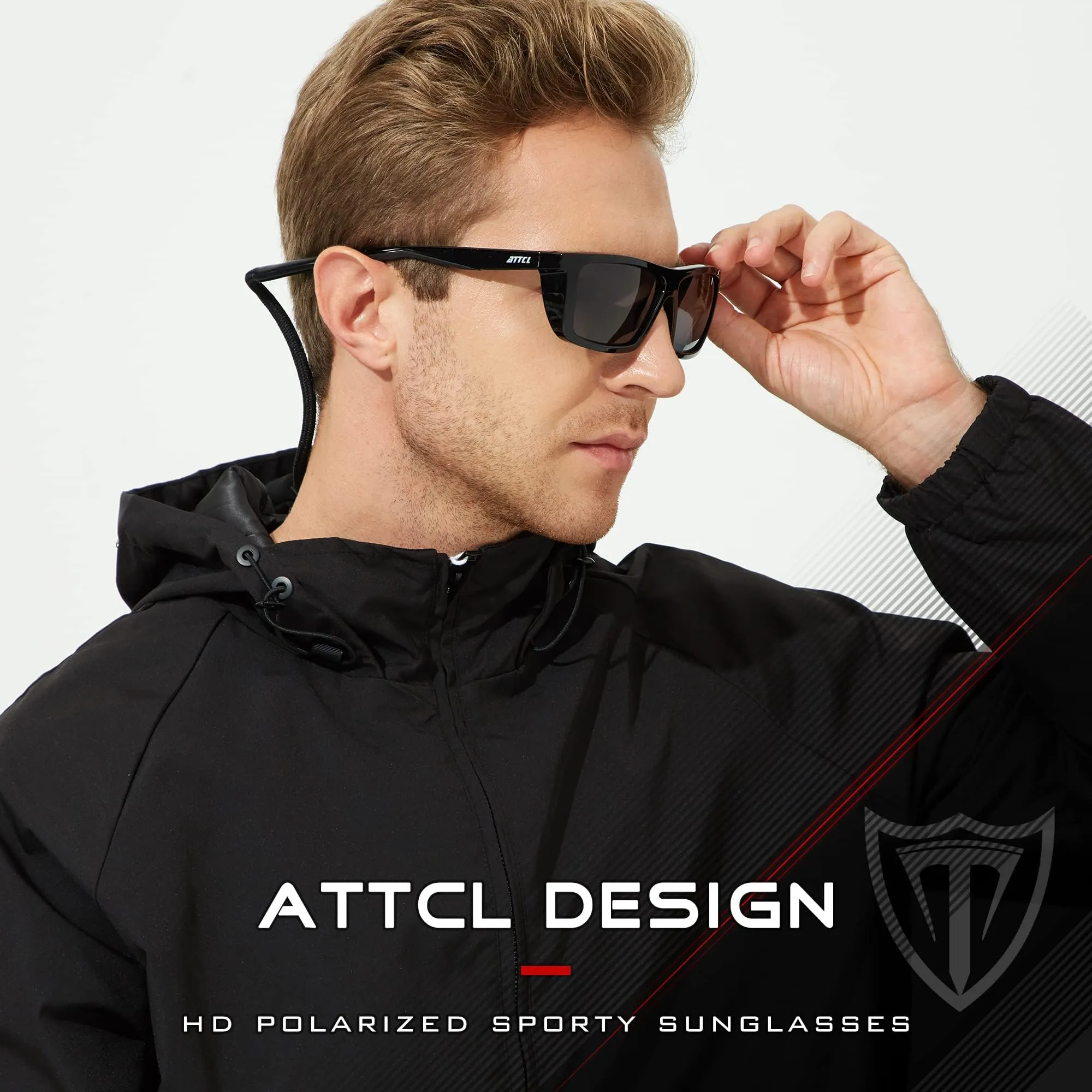 ATTCL Sports Polarized Sunglasses For Men Women Cycling Driving Fishing 100% UV Protection Sunglass 1124 C1-Back-All