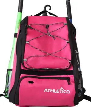 Baseball Bat Bag - Backpack for Baseball, T-Ball & Softball Equipment & Gear for Youth and Adults | Holds Bat, Helmet, Glove, & Shoes |Shoe Compartment & Fence Hook