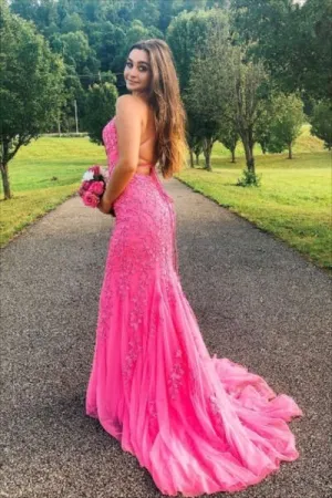 Best Mermaid Lace Appliqued Long Prom Dress Formal Evening Dress Pageant Dance Dress OK1560