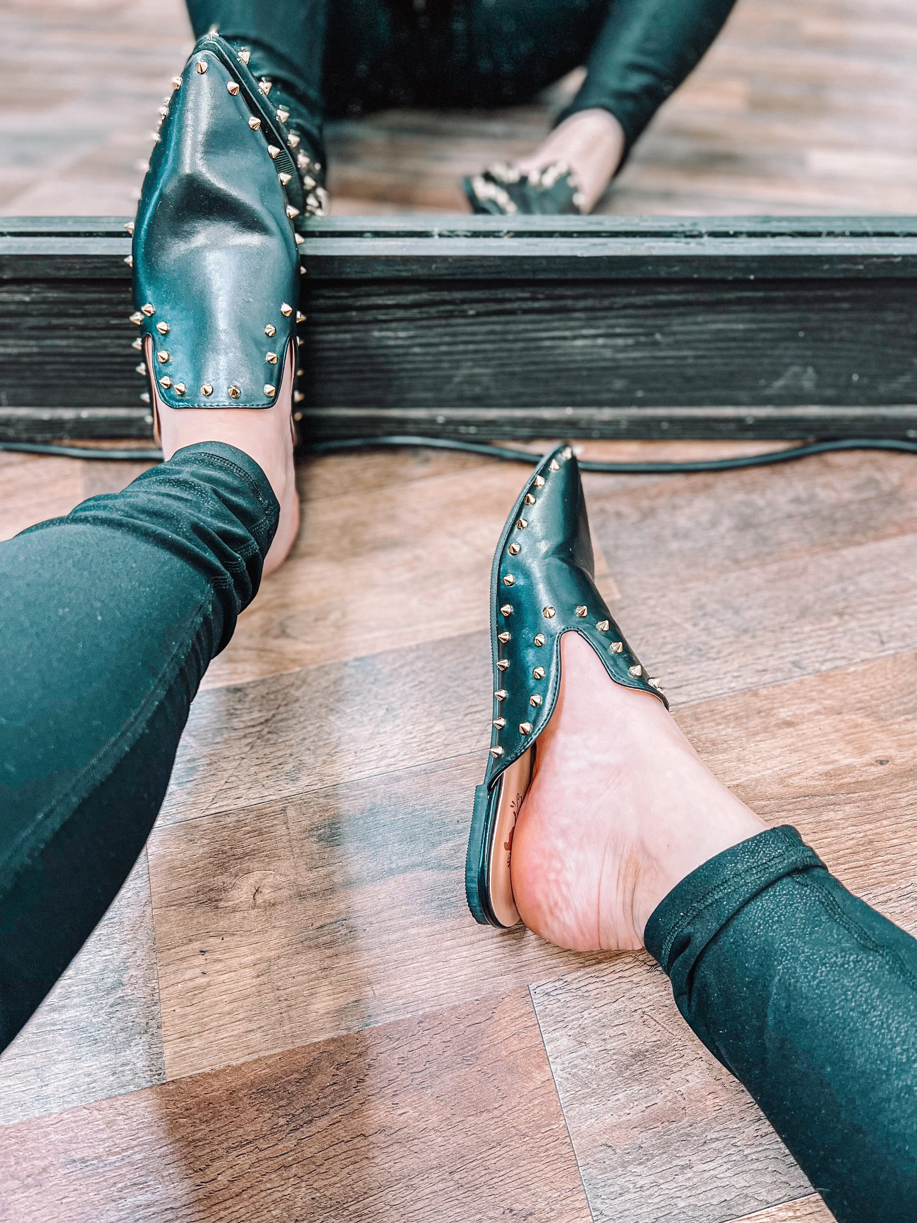 Black Studded Mules