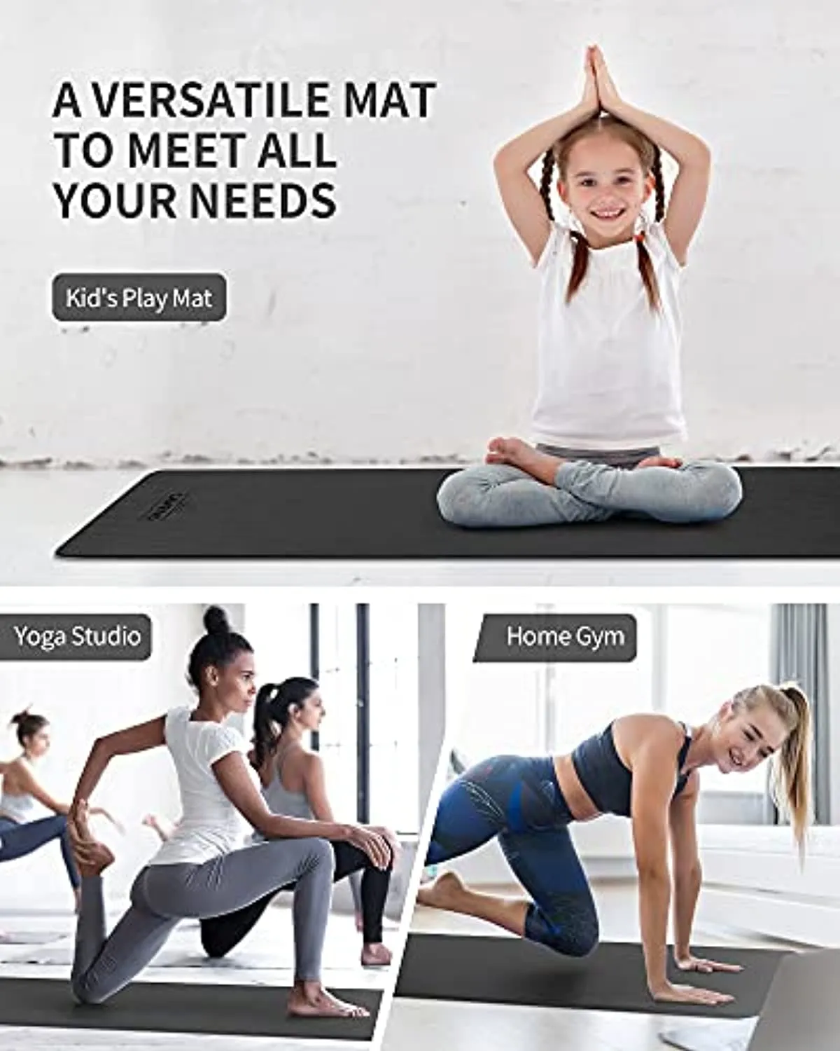 CAMBIVO Non Slip Yoga Mat for Women and Men, Eco Friendly TPE Exercise Fitness Mat for Yoga, Home Workout, Pilates, Stretching, Floor Exercises (68" x 24" x 6 mm Thick)