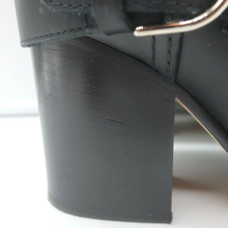 Chanel 18A Pearl & Chain-Embellished Ankle Boots Black Leather Size 35.5