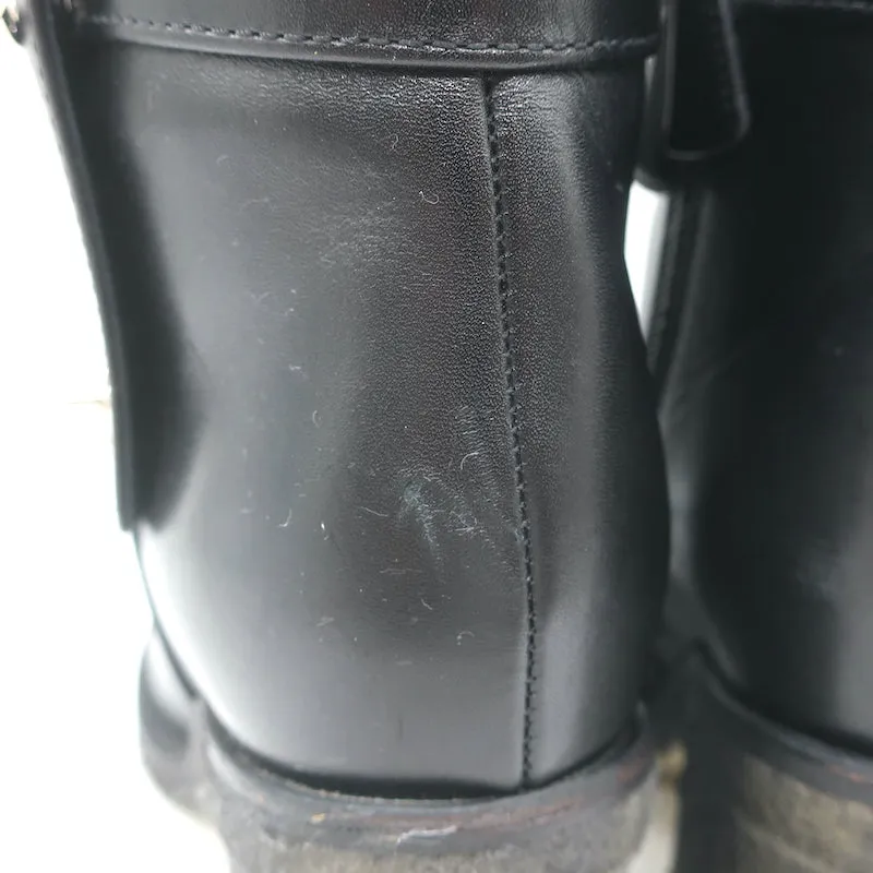 Chanel 18K CC Turn Lock Ankle Boots Black Leather Size 35.5