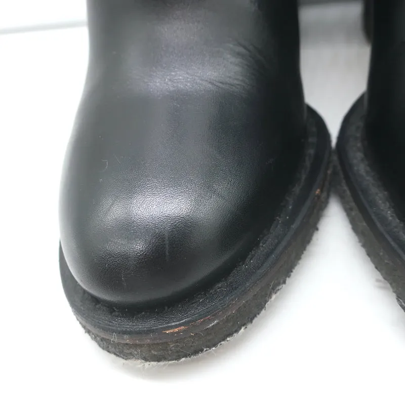Chanel 18K CC Turn Lock Ankle Boots Black Leather Size 35.5
