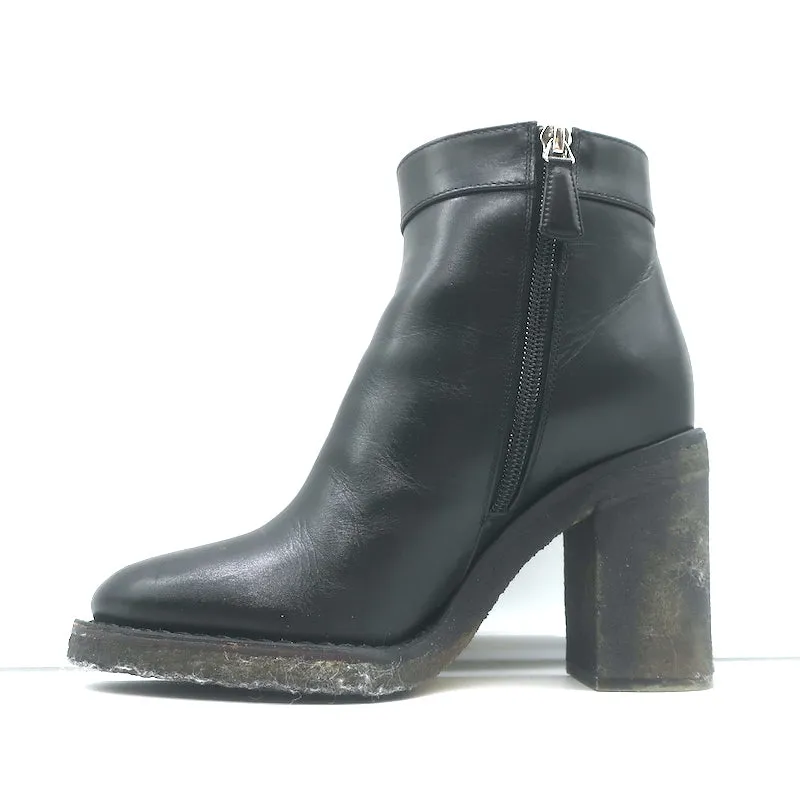Chanel 18K CC Turn Lock Ankle Boots Black Leather Size 35.5