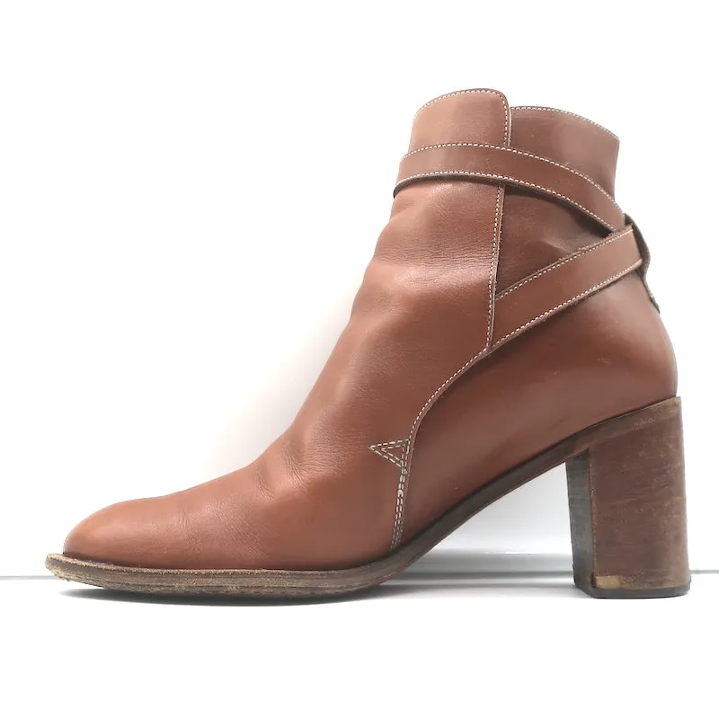 Chloe Ankle Strap Ankle Boots Brown Leather Size 41