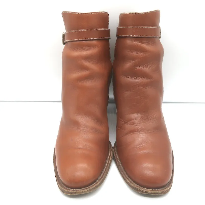 Chloe Ankle Strap Ankle Boots Brown Leather Size 41
