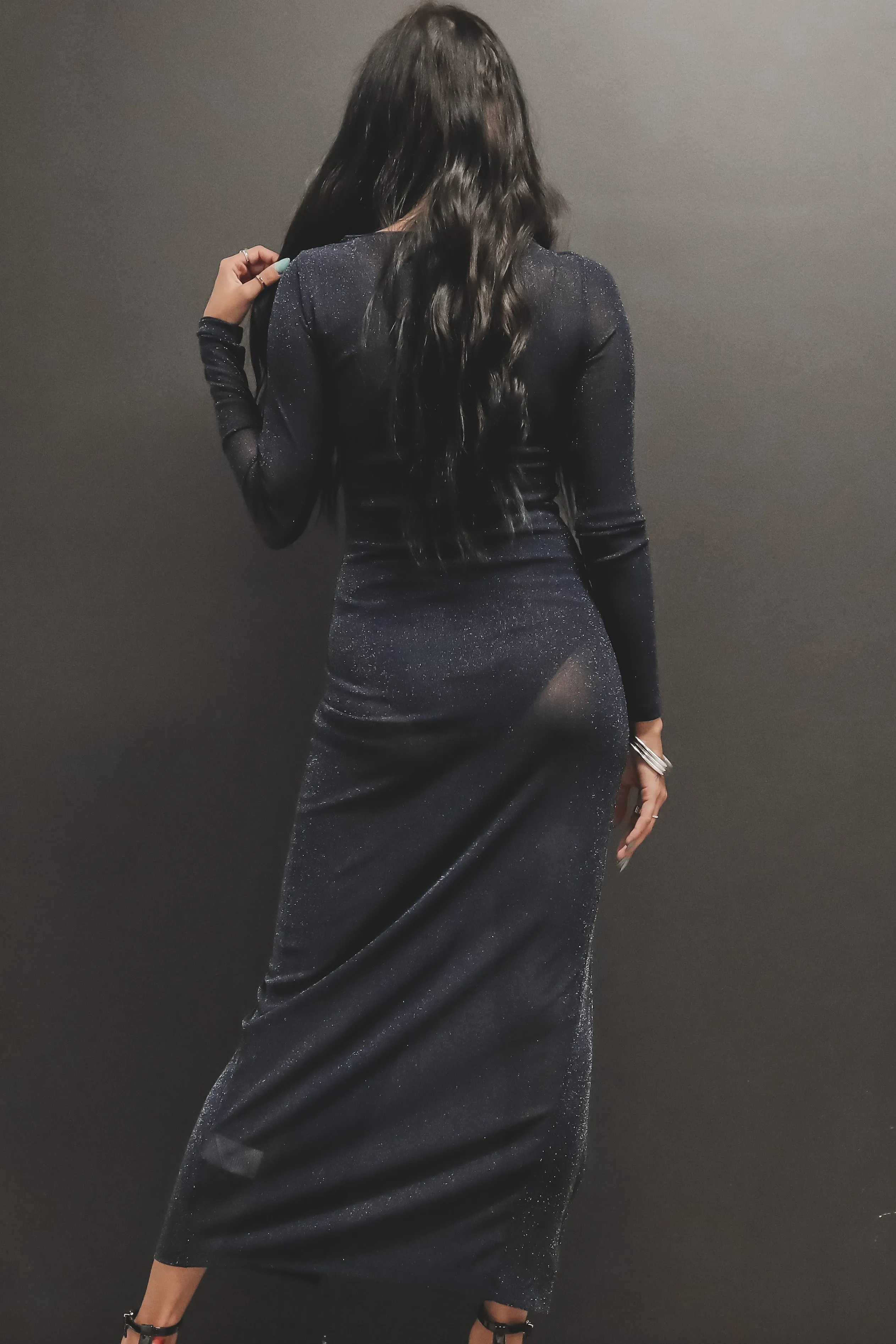 DEAL Stand Out In A Crowd Sparkly Sheer Maxi Dress